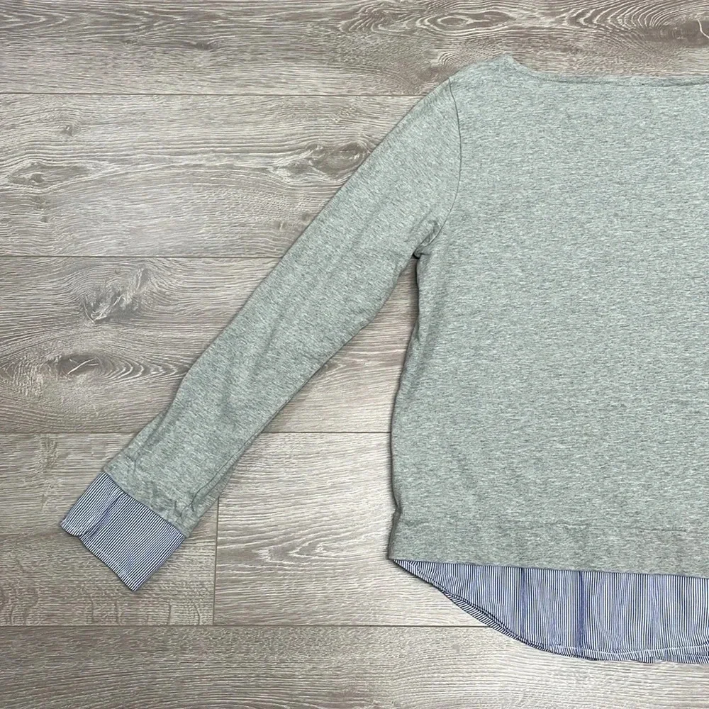 J. Crew Mercantile Boatneck Long Sleeve Gray Tee with Faux Layered Look L